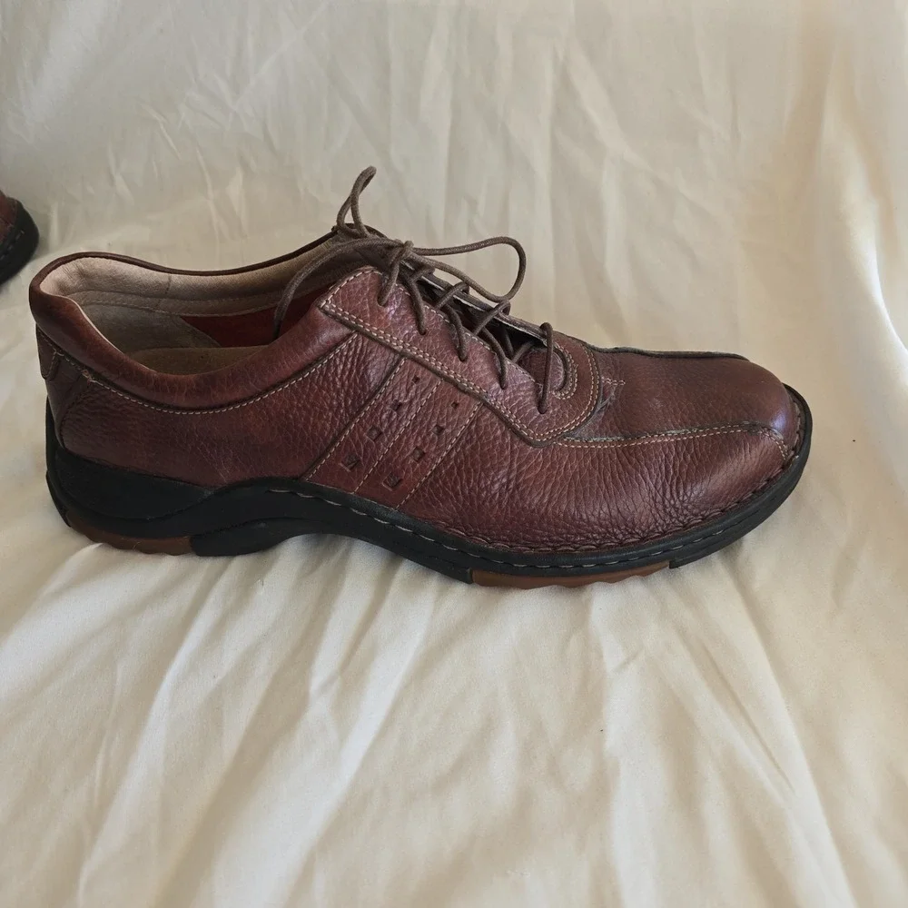 Clarks Casual Oxford Shoe 73106 Brown Leather Mens 11 M Bicycle Toe Comfort Work